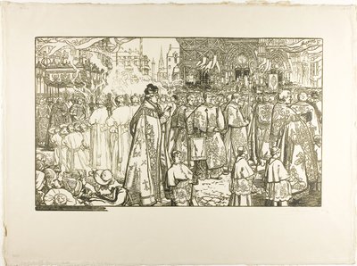 Procesí Božího těla, Nantes od Louis Auguste Lepère
