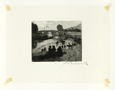 Jezírko s koňmi u Pont Marie, desátá deska z knihy Le Long de la Seine et des Boulevards od Louis Auguste Lepère