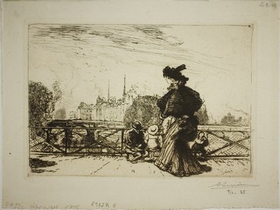 Île de la Cité při pohledu z Pont des Arts od Louis Auguste Lepère