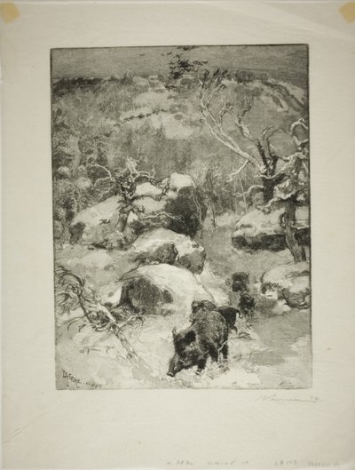 Zima: útes Cuvier-Châtillon od Louis Auguste Lepère
