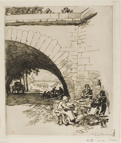 Vlnaři na mostě Pont Marie od Louis Auguste Lepère