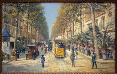 Avenue de la Gare v Nice (současná avenue Jean Medecin). Vlevo je Morrisův sloup. Obraz Louise Berouda (1852-1930), olej na plátně, francouzské umění, počátek 20. století. Musee Massena, Nice. od Louis Beroud