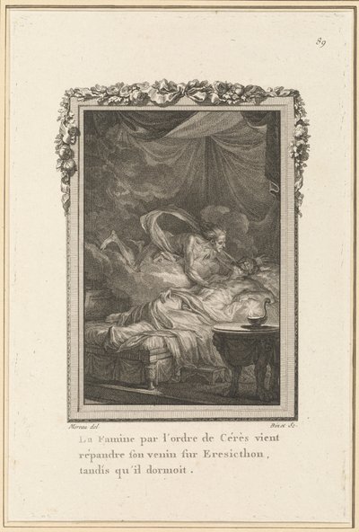 Hladomor z řádu Ceres přichází šířit svůj jed na Eresicthon, zatímco on spal od Louis Binet after Jean Michel Moreau