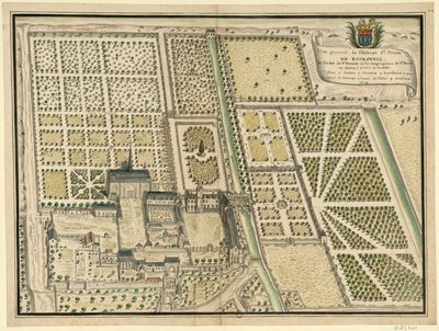 Abbaye de Bourgueil, celkový plán od Louis Boudan