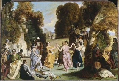 Tanec múz, mezi lety 1846 a 1851 (olej na plátně) od Louis Boulanger