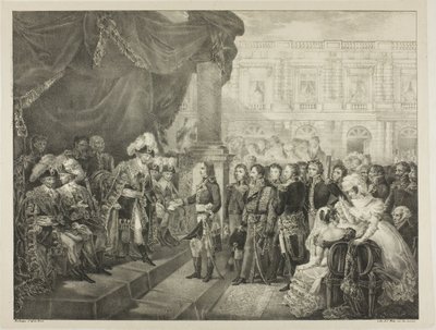 Recepce v adresáři, deska 29 z Politického a vojenského života Napoleona od Louis Boulanger