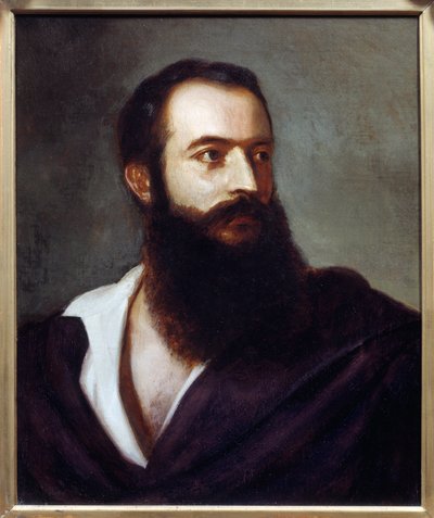 Portrét Felice Orsini (1819 - 1858) pachatele útoku 14. ledna 1858 na Napoleona III. Obraz Louis Bucheister (? -1881), Itálie. Olej na plátně. Rozměr: 0,47 x 0,38 m. Paříž, Musee Carnavalet od Louis Buchheister