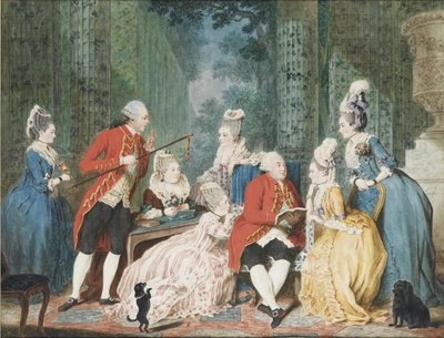 Společnost v Palais Royal, cca 1775 od Louis Carrogis dit Carmontelle