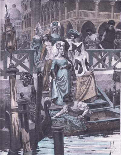 Zelené husy, ilustrace z Dekameronu z Boccaccia vydané Navarrskou společností 30. léta (litho) od Louis Chalon