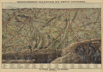 Panoramatický pohled na sektor západní fronty mezi Arras a La Bassee, Francie, první světová válka od Louis Charles (after) Bombled