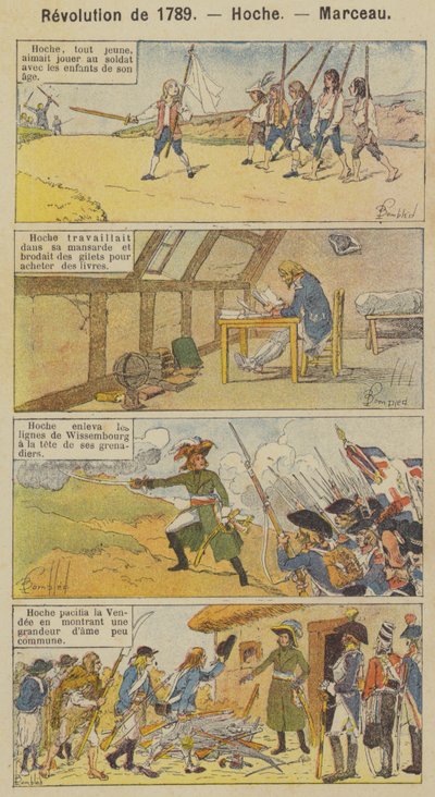 Revolution de 1789, Hoche, Marceau (barevné lito) od Louis Charles (after) Bombled