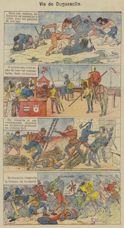 Vie de Duguesclin (barevné lito) od Louis Charles (after) Bombled