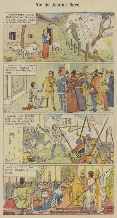 Vie de Jeanne Darc (barevné lito) od Louis Charles (after) Bombled