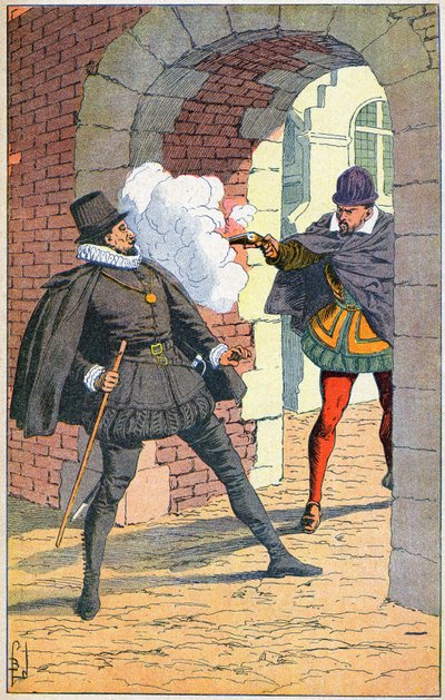 Vražda Viléma I. Tichého v Delftu v roce 1584 od Louis Charles Bombled