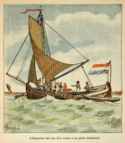 Ilustrace Bombled Louis (1862-1927) z knihy „Památník svaté Heleny“ od hraběte Emmanuela de Las Cases (1766-1842): Napoleon daroval loď holandskému pilotovi během jeho návštěvy v Holandsku od Louis Charles Bombled