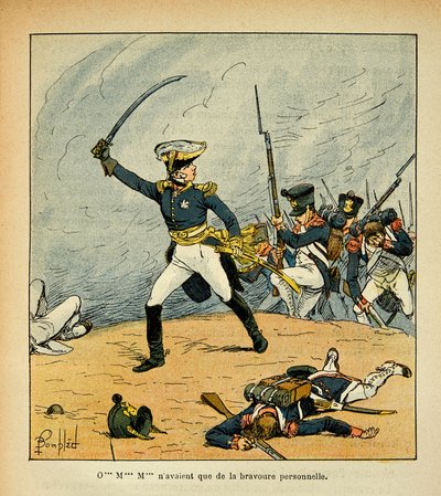 Ilustrace Bombled Louis (1862-1927) z knihy „Památník svaté Heleny“ od hraběte Emmanuela de Las Cases (1766-1842): Generální poplatek v čele jeho vojsk, soukromá sbírka od Louis Charles Bombled