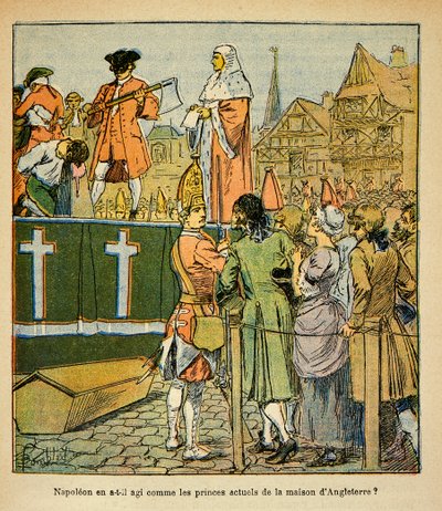 Ilustrace Bombled Louis (1862-1927) z knihy „The Memorial of Saint Helene“ od hraběte Emmanuela de Las Cases (1766-1842): Veřejná poprava v Anglii v 18. století, soukromá sbírka od Louis Charles Bombled
