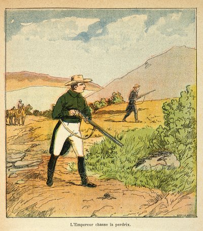 Ilustrace Bombled Louis (1862-1927) z knihy „Památník svaté Heleny“ od hraběte Emmanuela de Las Cases (1766-1842): Napoleon loví s Las Cases v Ste Helene v srpnu 1816, soukromá sbírka od Louis Charles Bombled