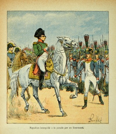 Ilustrace Bombled Louis (1862-1927) z knihy „Památník svaté Heleny“ od hraběte Emmanuela de Las Cases (1766-1842): Napoleon svolává průvod poručíka, Soukromá sbírka od Louis Charles Bombled