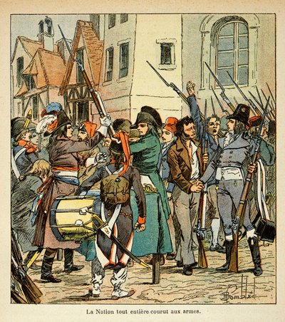 Ilustrace Bombled Louis (1862-1927) z knihy „Památník svaté Heleny“ od hraběte Emmanuela de Las Cases (1766-1842): Celý národ běžel do zbraně proti Angličanům, Soukromá sbírka od Louis Charles Bombled
