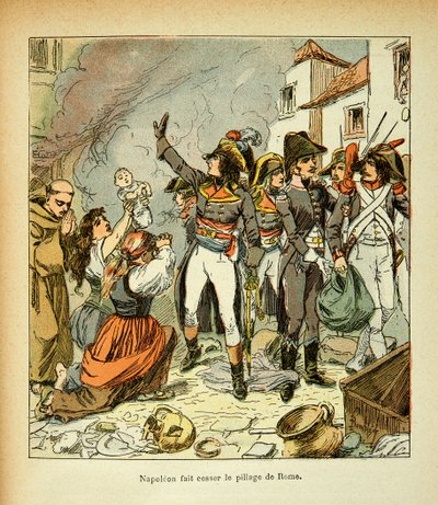 Ilustrace Bombled Louis (1862-1927) z knihy „Památník svaté Heleny“ od hraběte Emmanuela de Las Cases (1766-1842): Bonaparte přestává drancovat Řím, Soukromá sbírka od Louis Charles Bombled