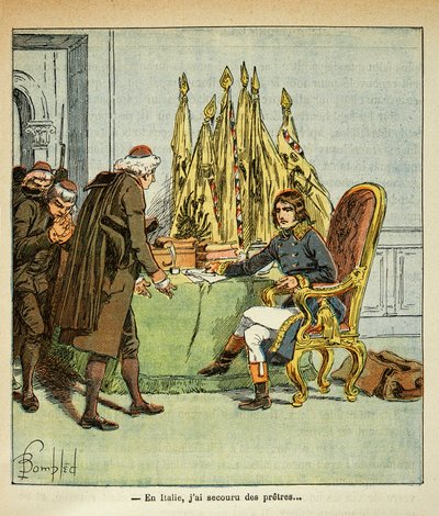 Ilustrace Bombled Louis (1862-1927) z knihy „The memorial se Sainte Helene“ od hraběte Emmanuela de Las Cases (1766-1842): Během italského tažení zachraňuje Bonaparte kněze, soukromá sbírka od Louis Charles Bombled