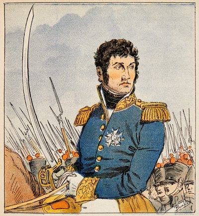Ilustrace Bombardovaného Louise (1862-1927) z knihy „Památník svaté Heleny“ od hraběte Emmanuela de Las Cases (1766-1842): Portrét marechala Jeana Lannese (1769-1809), vévody z Montebella, soukromá sbírka od Louis Charles Bombled