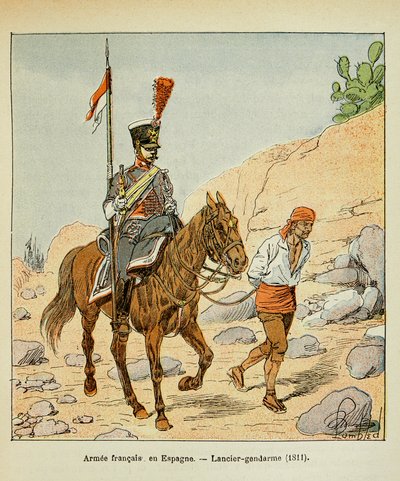 Ilustrace Bombardovaného Louise (1862-1927) z knihy „Památník svaté Heleny“ od hraběte Emmanuela de Las Cases (1766-1842): French Armee in Spain: Lancier četník 1811, soukromá sbírka od Louis Charles Bombled