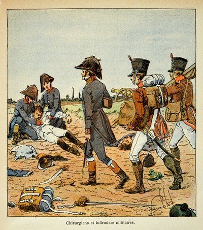 Ilustrace Bombardovaného Louise (1862-1927) z knihy „Památník svaté Heleny“ od hraběte Emmanuela de Las Cases (1766-1842): Portrét vojenských chirurgů a sester z Velké Armee, soukromá sbírka od Louis Charles Bombled