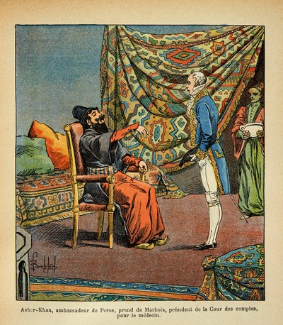 Bombardovaný Louis (1862-1927) Francois Barbe-Marbois, perský velvyslanec, Asker - Khan, na návštěvě Paříže (Beard Marbois) (1745-1837), prezident od Louis Charles Bombled