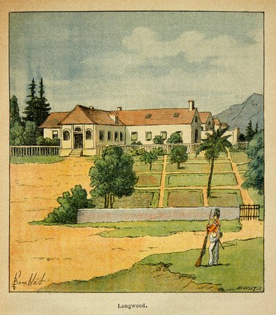 Ilustrace Bombardovaného Louise (1862-1927) z knihy „The Memorial of Saint Helene“ od hraběte Emmanuela de Las Cases (1766-1842): Pohled z Longwoodu do Ste Helene, soukromá sbírka od Louis Charles Bombled