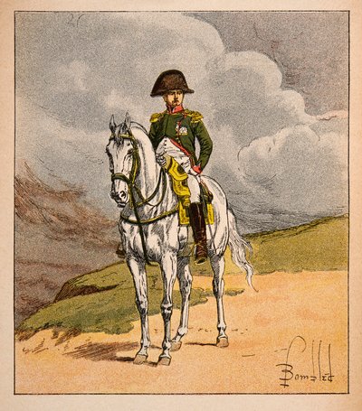 Ilustrace Bombardovaného Ludvíka (1862-1927) z knihy „Památník svaté Heleny“ od hraběte Emmanuela de Las Cases (1766-1842): Jezdecký portrét císaře Napoleona 1.er, soukromá sbírka od Louis Charles Bombled
