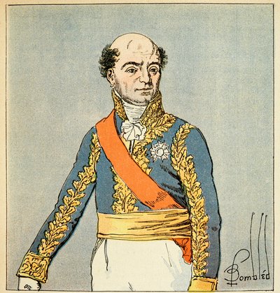 Ilustrace Bombardovaného Louise (1862-1927) z knihy „Památník svaté Heleny“ od hraběte Emmanuela de Las Cases (1766-1842): Portrét marechal Catherine Dominique de Perignon (1754-1818) Soukromá sbírka od Louis Charles Bombled