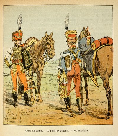 Ilustrace Bombled Louis (1862-1927) z knihy "Památka svaté Heleny" od hraběte Emmanuela de Las Cases (1766-1842): Aide de camp velké armády: generálmajora a marechala, soukromá sbírka od Louis Charles Bombled