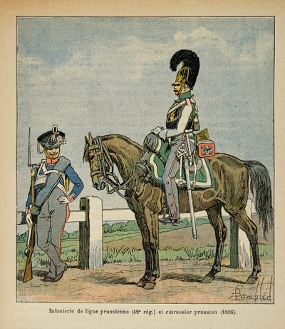 Ilustrace Bombardovaného Louise (1862-1927) z knihy „Památník svaté Heleny“ od hraběte Emmanuela de Las Cases (1766-1842): Pěchota pruské linie (42, eme regiment) a pruské bitevní lodě od Louis Charles Bombled