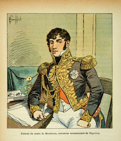 Ilustrace Bombardovaného Ludvíka (1862-1927) z knihy „Památník svaté Heleny“ od hraběte Emmanuela de Las Cases (1766-1842): Portrét hraběte Charlese Tristana z Montholonu (1783-1853), vykonavatele císaře Napoleona, vojína Sbírka od Louis Charles Bombled