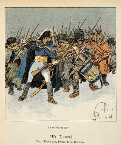 Ilustrace Bombardovaného Ludvíka (1862-1927) z knihy „Památník sv. Heleny“ od hraběte Emmanuela de Las Cases (1766-1842): Portrét Marechala Michela Neye (1769-1815), vévody z Elchingenu, prince z Moskovy , při ústupu Ruska vojín Collec od Louis Charles Bombled
