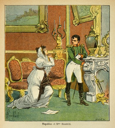 Ilustrace Bombardovaného Ludvíka (1862-1927) z knihy „Památník sv. Heleny“ od hraběte Emmanuela de Las Cases (1766-1842): Clemence císaře Napoleona vůči princezně z Hatzfeldu, která žádá o milost svého manžela , Soukromá sbírka od Louis Charles Bombled