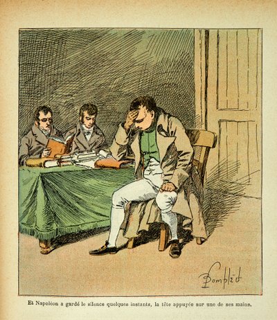 Ilustrace Bombardovaného Ludvíka (1862-1927) z knihy „The memorial se Sainte Helene“ od hraběte Emmanuela de Las Cases (1766-1842): Císař Napoleon medituje v reakci svých památníků, Soukromá sbírka od Louis Charles Bombled