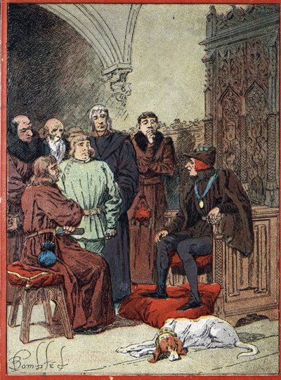 Francouzský král Ludvík XII. (1462-1515) přijímající pařížské buržoazie v parloir aux burgeois, první radnici v Paříži dne 26. 11. 1514 (francouzský král Ludvík XII. přijímá v „“Salónu měšťanů“, první radnice v Paříži zástupci tl od Louis Charles Bombled