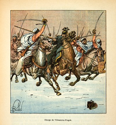 Armee of the Loire od Eugena Sergeanta, známého jako Grenest, ilustrovaný Louisem Bombledem (1862-1927) (francouzsko-německá válka; kampaň 1870-1871): Útok 3. afrických lovců v bitvě u Villeneuve d