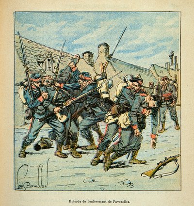 Armee of the Loire Eugene Sergent, známý jako Grenest, ilustrovaný Louisem Bombledem (1862-1927) (francouzsko-německá válka; kampaň 1870-1871): Boj mezi Prusy a Francouzi v roce 1870, Soukromá sbírka od Louis Charles Bombled