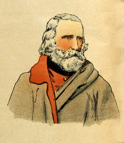 Východní Armee Eugena seržanta, známý jako Grenest, ilustrovaný Louisem Bombledem (1862-1927) (francouzsko-německá válka; kampaň 1870-1871): Portrét Giuseppe Garibaldiho (1807-1882), soukromá sbírka od Louis Charles Bombled