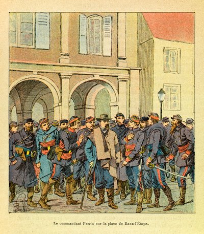Východní Armee seržanta Eugena, známá jako Grenest, ilustrovaná Louisem Bombledem (1862-1927) (francouzsko-německá válka; kampaň 1870-1871): Velitel Perrin na Place de Raon-l