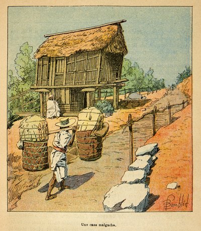 Válka na Madagaskaru - neoficiální historie francouzských expedic 1885-1895 od Henri Galli dit Galllichet (1854-1922), ilustrované Louisem Bombledem (1862-1927): Případ Madagaskaru v 19. století, soukromá sbírka od Louis Charles Bombled