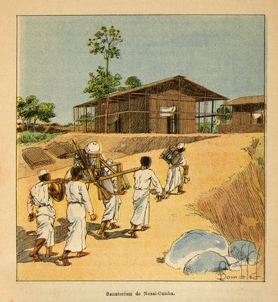 Válka na Madagaskaru - neoficiální historie francouzských expedic 1885-1895 od Henri Galli dit Galllichet (1854-1922), ilustrované Louisem Bombledem (1862-1927): sanatorium v ​​Nossi-Cumba v 19. století, částečná sbírka od Louis Charles Bombled