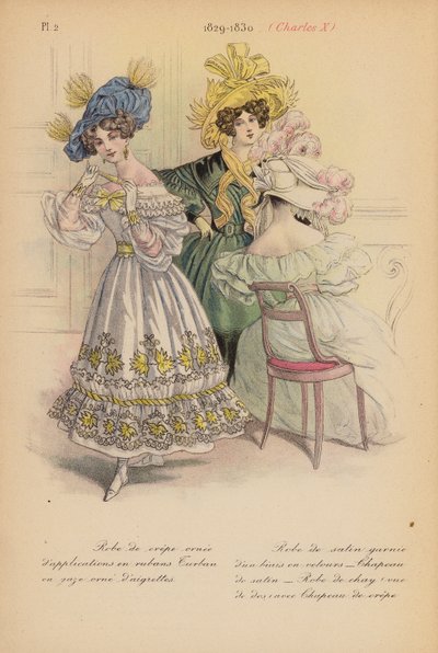 Francouzská móda: 1829-1830, Karel X. (barevná litografie) od Louis Colas