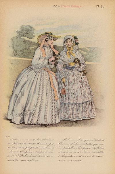Francouzská móda: 1846, Louis-Philippe (barevná litografie) od Louis Colas