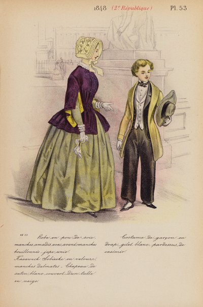 Francouzská móda: 1848, 2e Republique (barevná litografie) od Louis Colas