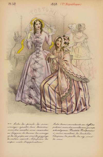 Francouzská móda: 1848, 2e Republique (barevná litografie) od Louis Colas